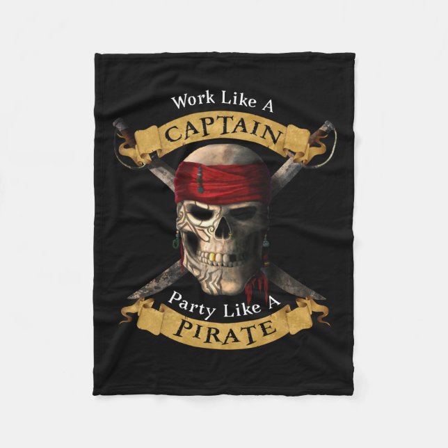 Work Like A Captain Party Like A Pirate Skull Joll Fleecefilt (Framsidan)