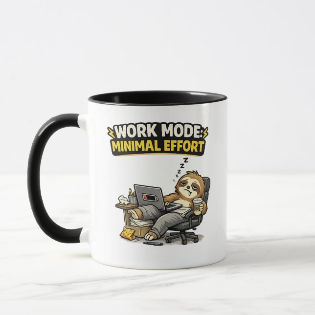 Work Mode Minimal Effort Funny Sloth Mugg (Vänster)