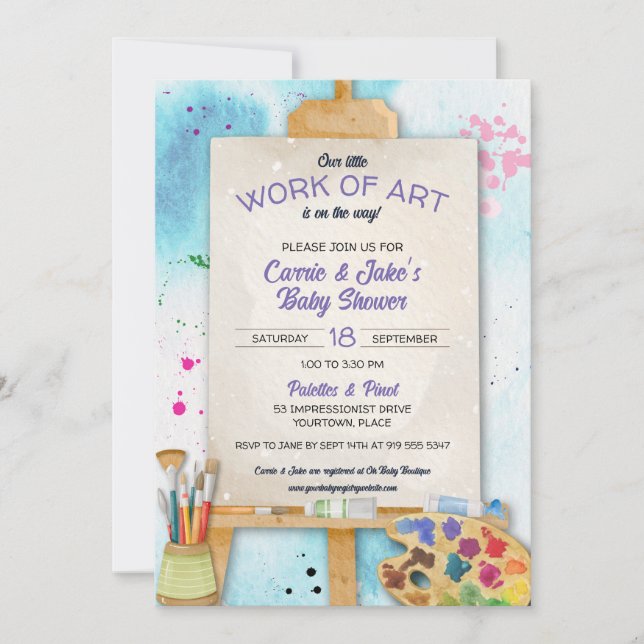 Work of Art Baby Shower Invitation Inbjudningar (Framsida)