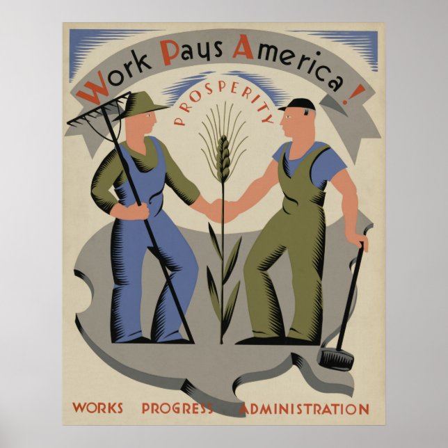 Work Pays America Vintage WPA Poster (Framsidan)