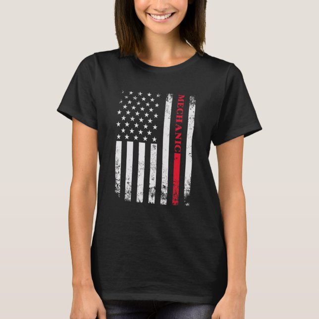 Worker American Distress Flagga Car Mechanic Ameri T Shirt (Framsida)