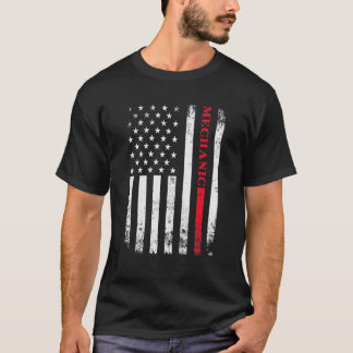 Worker American Distress Flagga Car Mechanic Ameri T Shirt