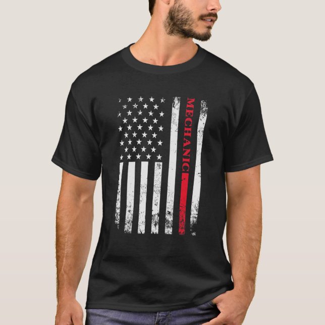 Worker American Distress Flagga Car Mechanic Ameri T Shirt (Framsida)