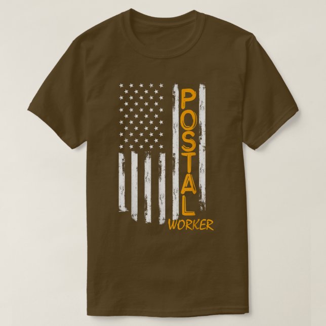 Worker American Distressed Flag US Postal Service  T Shirt (Design framsida)