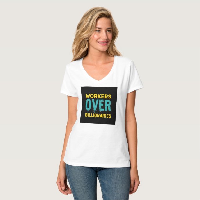 Workers Over Billionaires: Power to the People HD T Shirt (Hel framsida)