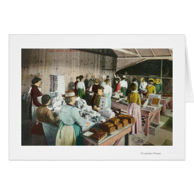 Workers Packing GoodiesFresno, CA Hälsningskort (Framsidan Horizontal)
