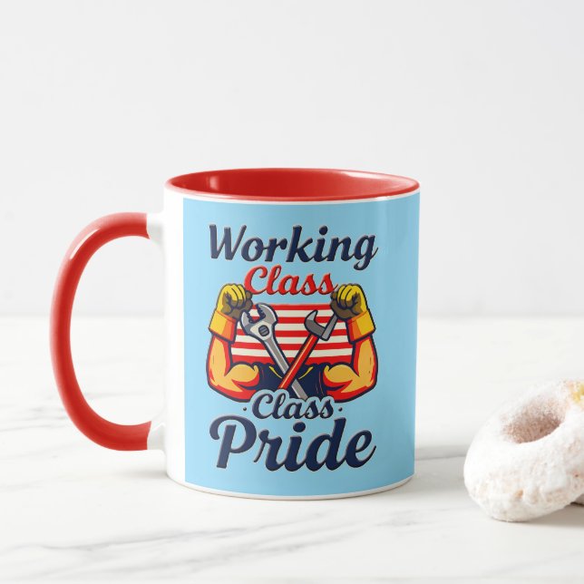 Working Class Pride Strong Arms Design Mugg (Med munk)