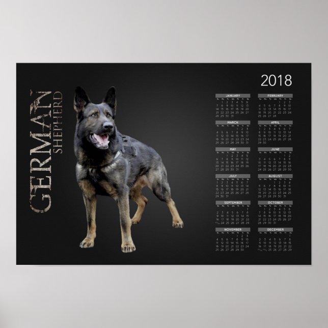 Working German Shepherd Hund - GSD Calendar 2018 Poster (Framsidan)