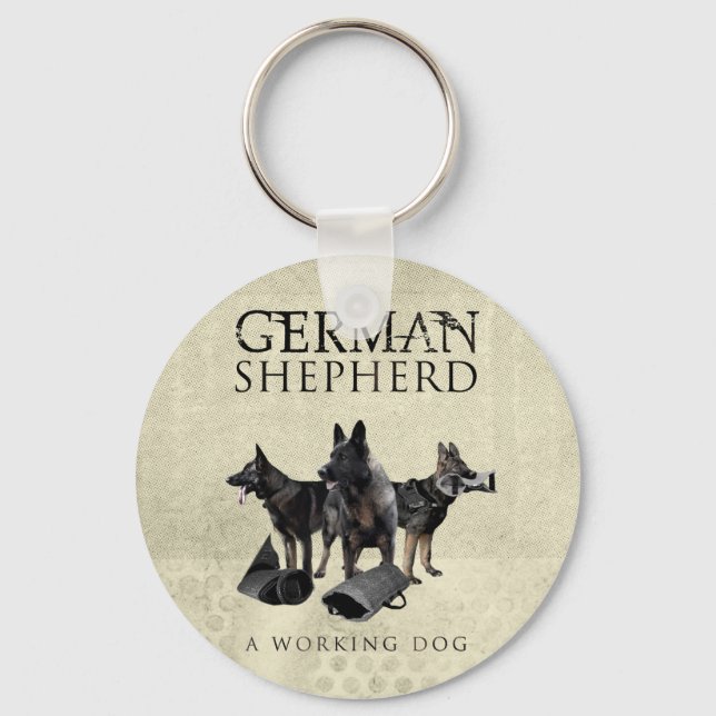 Working German Shepherd Hund - GSD Nyckelring (Framsida)