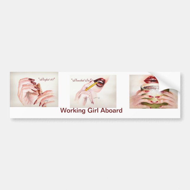 "Working Girl" Bumper Sticker Bildekal (Framsidan)