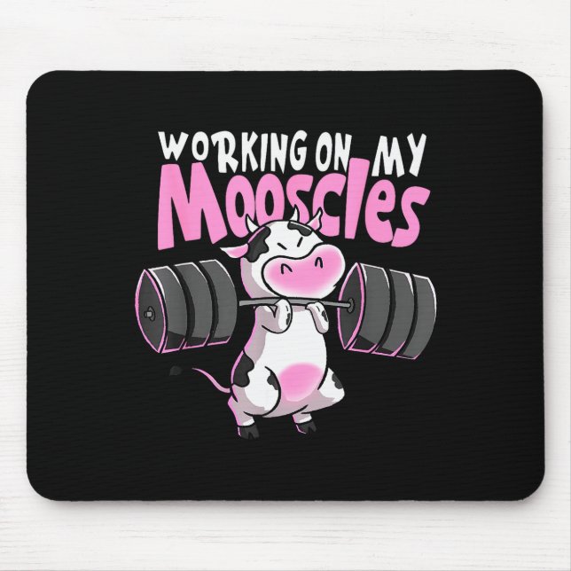 Working On My Mooscles Funny Gym Cow Weightlifting Musmatta (Framsidan)