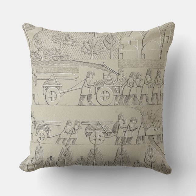 Workmen med genomför och ropes för att flytta en kudde (Framsida)