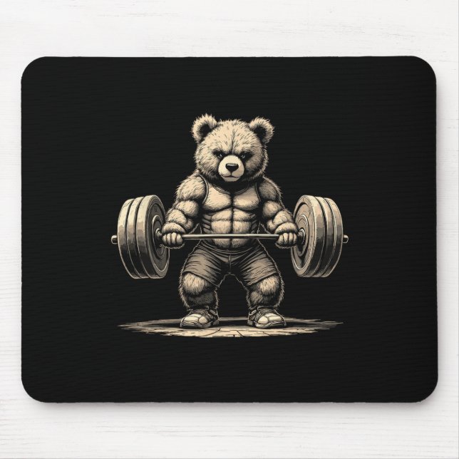 Workout Bear Deadlifter Funny Gym Tee Lifts Moti Musmatta (Framsidan)