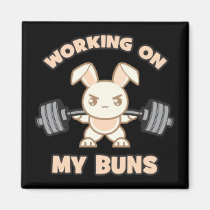 Workout Bunny Tecknad - Arbeta på min bunt - Gym Magnet