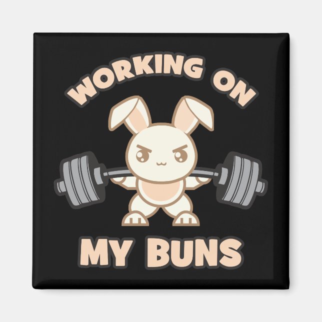 Workout Bunny Tecknad - Arbeta på min bunt - Gym Magnet (Framsidan)