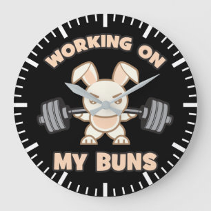 Workout Bunny Tecknad - Arbeta på min bunt - Gym Stor Klocka