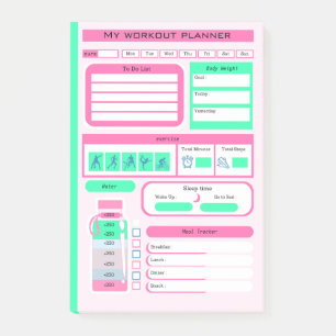 Workout Daily Schedule - måltid och viktspårare Post-it Block