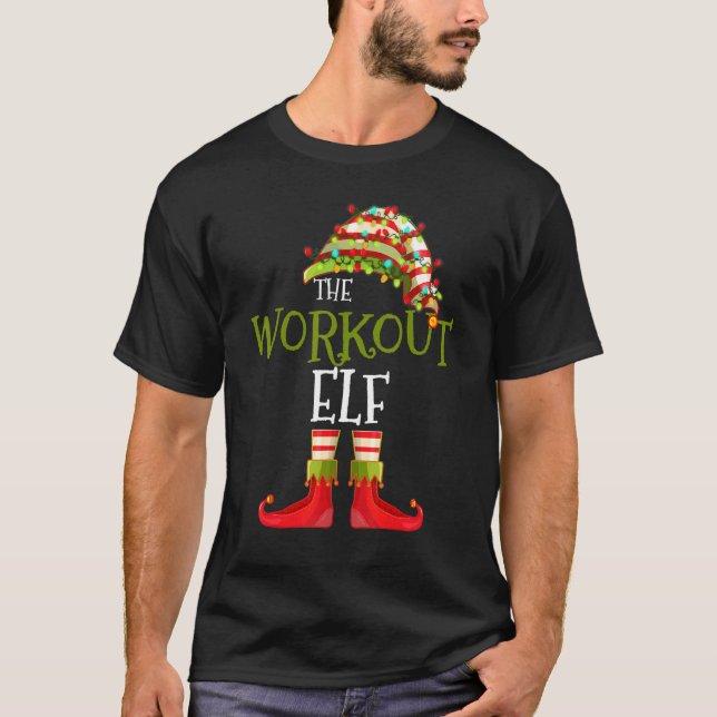 workout Elf Group Matching Family Christmas T Shirt (Framsida)