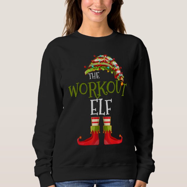 workout Elf Group Matching Family Christmas T Shirt (Framsida)
