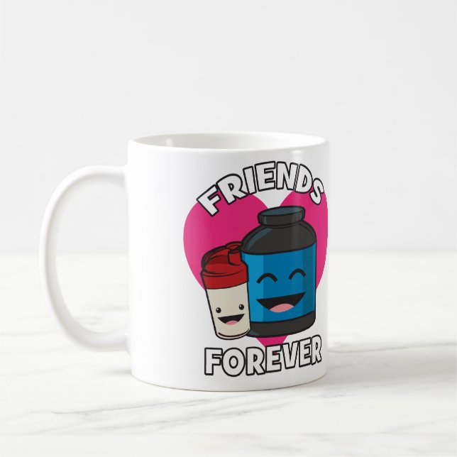 Workout Friends Forever - Cute Kawaii Funny Gym Kaffemugg (Vänster)
