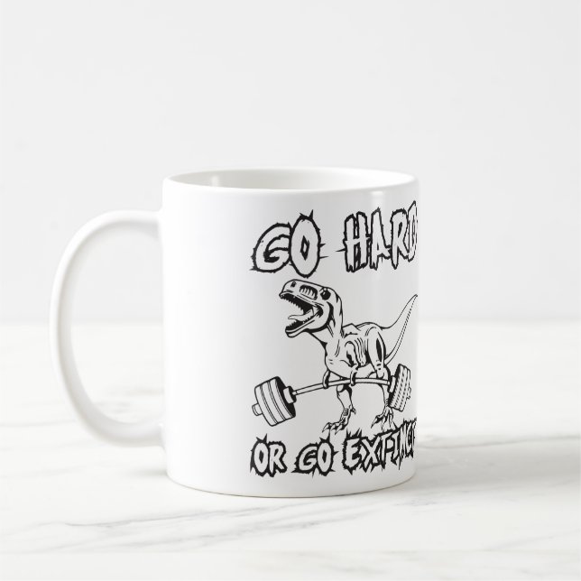 Workout - Go Hard eller Go Utdöda - T-Rex Deadlift Kaffemugg (Vänster)
