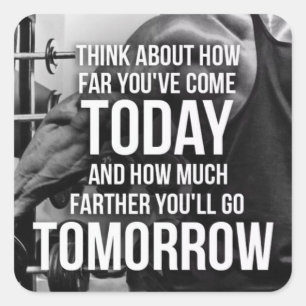 Workout Gym Motivational Fyrkantigt Klistermärke