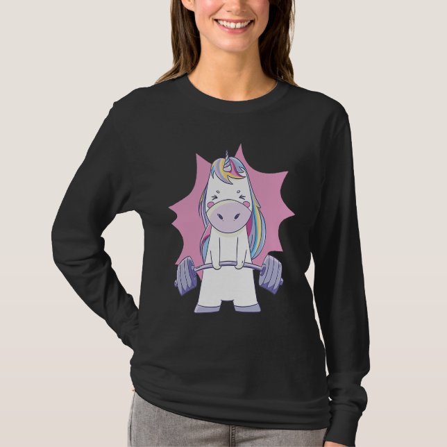 Workout Gym Unicorn T Shirt (Framsida)