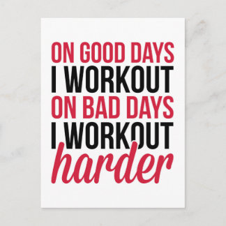 Workout Harder Gym Quote Vykort