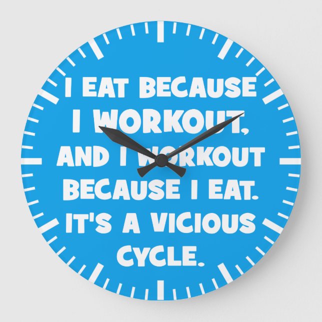 Workout Humor - jag äter för att jag tränar Stor Klocka (Framsida)