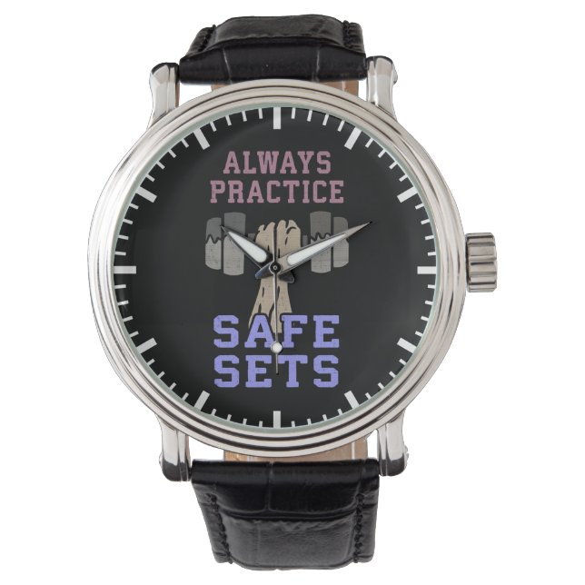 Workout Humor - Practice Säker Sets - Novelty Gym Armbandsur (Framsida)