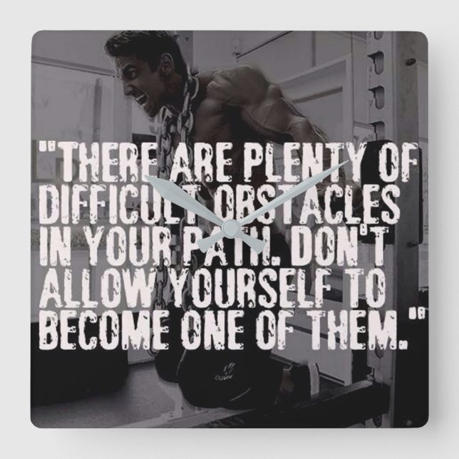 Workout Inspirational Ord - Hinder Fyrkantig Klocka (Framsida)