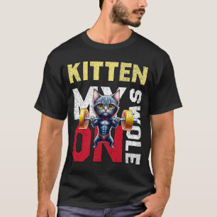 Workout Kitten Min swole på arbetsuppgiftsinretro- T Shirt