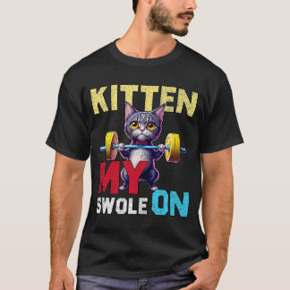 Workout Kitten Min swole vid arbetsutgående Retro- T Shirt