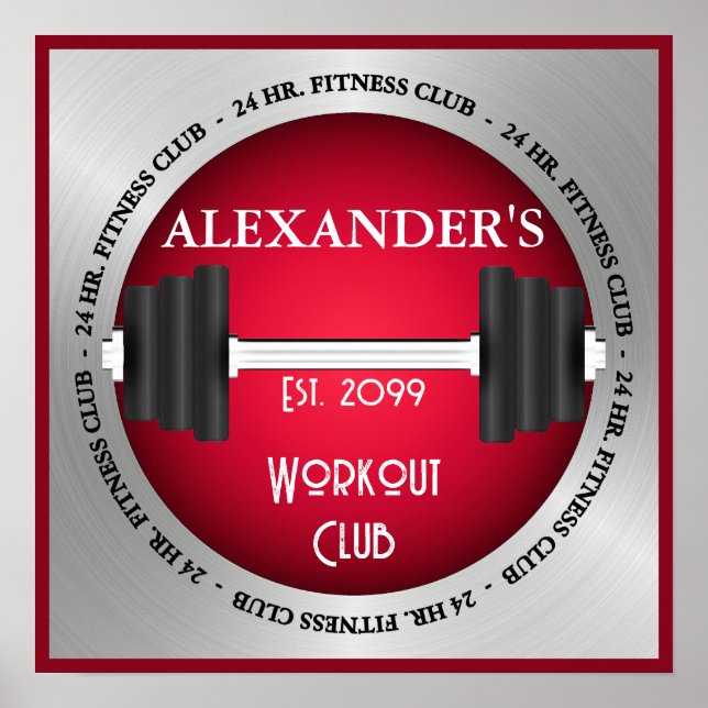 Workout Klubb Gym öppen dygnet runt Poster (Framsidan)