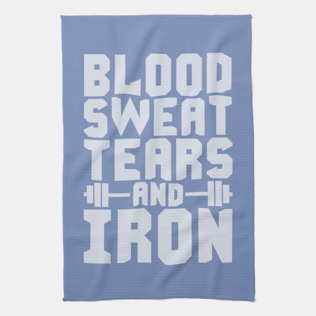 Workout Motivation - Blood, Sweat, Tårar och Järn Kökshandduk (Vertikal)
