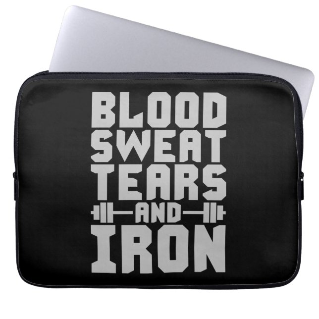 Workout Motivation - Blood, Sweat, Tårar och Järn Laptop Fodral (Framsidan)