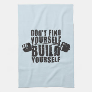 Workout Motivation - Bygg dig själv - Barbell Kökshandduk