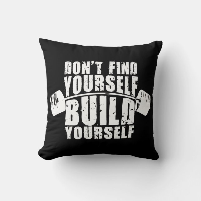 Workout Motivation - Bygg dig själv - Barbell Kudde (Framsida)