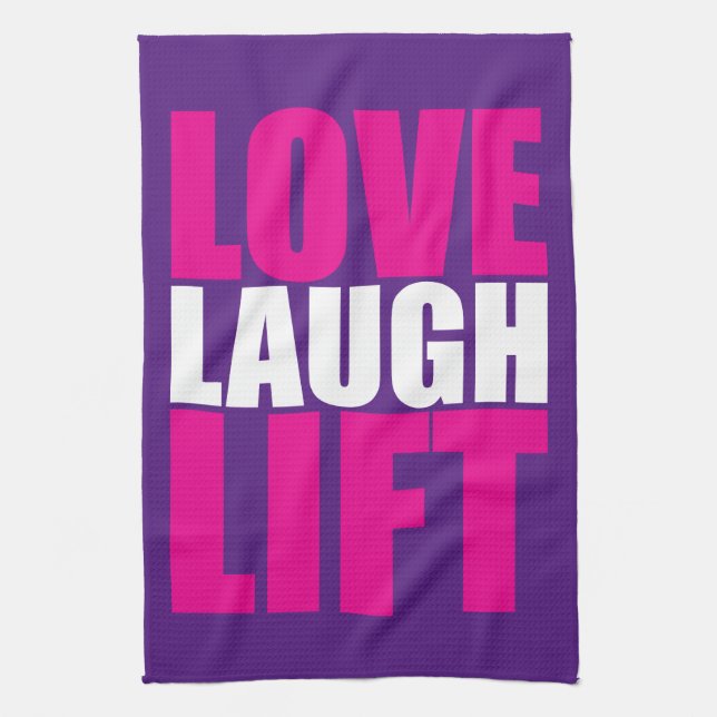 Workout Motivation - Kärlek, Laugh, Hiss Kökshandduk (Vertikal)