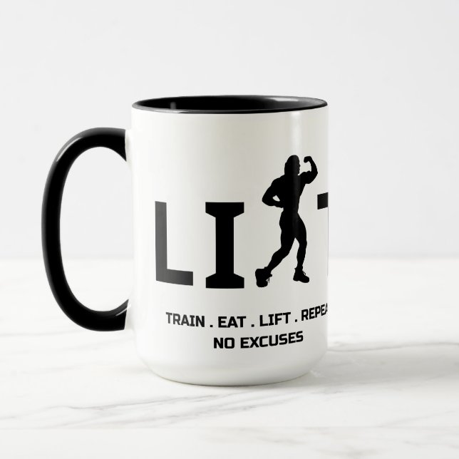 Workout Motivation Mug - LIFT and Train Hard  Mugg (Vänster)