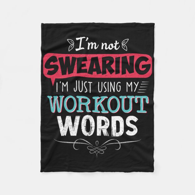 Workout Ord Funny Joke Funny Gift Gym Fleecefilt (Framsidan)