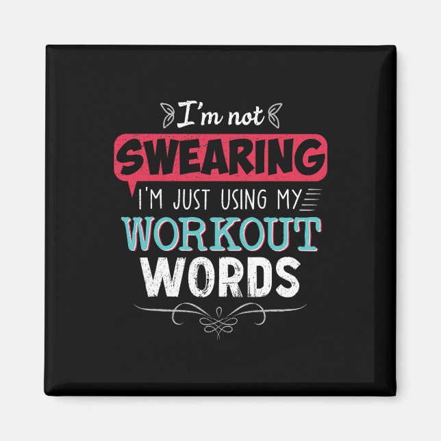 Workout Ord Funny Joke Funny Gift Gym Magnet (Framsidan)