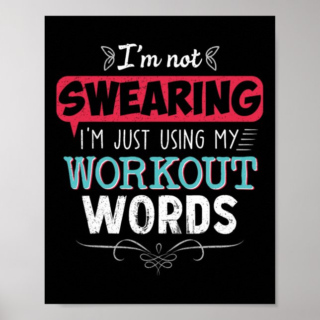 Workout Ord Funny Joke Funny Gift Gym Poster (Framsidan)