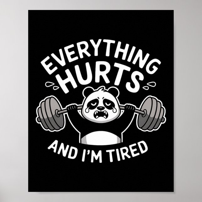 Workout Panda Allt Ontr Tired Funny Gym Gif Poster (Framsidan)
