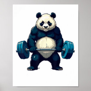 Workout Panda Deadlifter Funny Gym Tee Liwing mot Poster