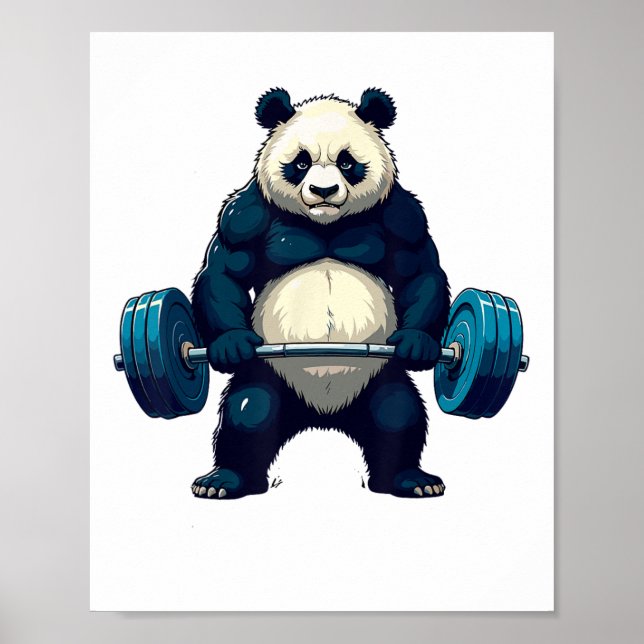 Workout Panda Deadlifter Funny Gym Tee Liwing mot Poster (Framsidan)