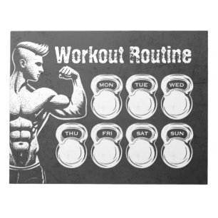 Workout Routine Weekly Planner Chic Gym Kettlebell Anteckningsblock