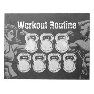 Workout Routine Weekly Planner Chic Gym Kettlebell Anteckningsblock