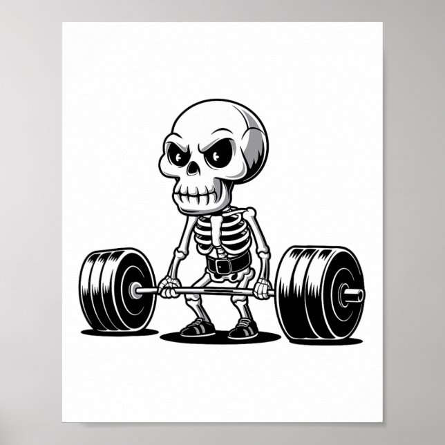Workout Skeleton Deadlifter Funny Gym Lifts Moti Poster (Framsidan)