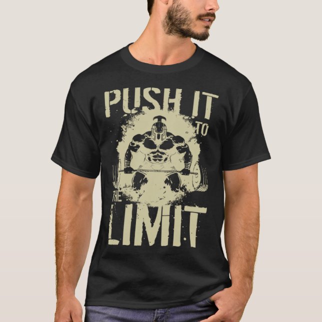 Workout Spartan Weightlifting Push It To The Limit T Shirt (Framsida)